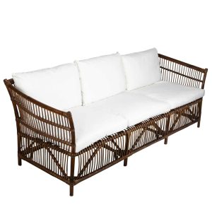 Alabama Rattan Three Seater Sofa With Cushions Dark Antique - FUR1379