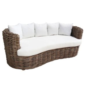 Manfred Rattan Two Seater Sofa With Cushions Grey - FUR3015