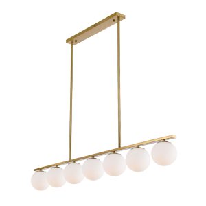 Marsten 7 Light Pendant Antique Gold / Opal Matt - MARSTEN PE7-AGOM