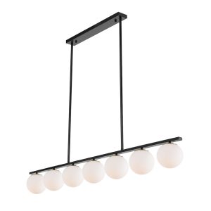 Marsten 7 Light Pendant Black / Opal Matt - MARSTEN PE7-BKOM