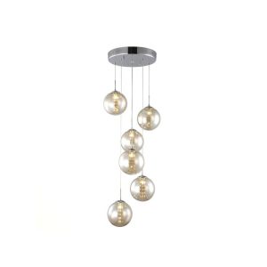 Bubbles 5 Light Pendant Gold / Cognac