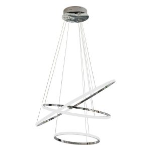 Circle 3 Tier 55W LED Pendant 80/60/40 Chrome / Cool White