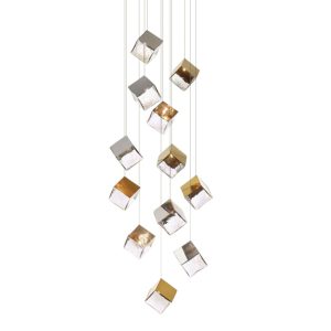 Cube 12 Light Pendant Gold / Chrome