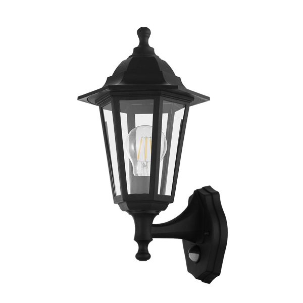 Duanera Outdoor Plastic Wall Light Black With Sensor IP44 - 33777N