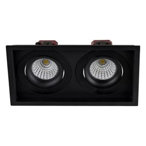 Lyra 2 x 6W Rectangular Tilt Recessed Triac Dimmable LED Downlight Black / Quinto - HCP-81221106