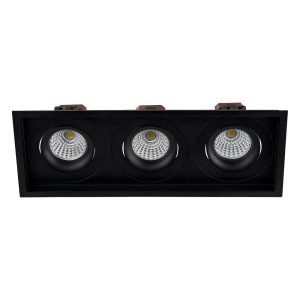 Lyra 3 x 6W Rectangular Tilt Recessed Triac Dimmable LED Downlight Black / Quinto - HCP-81221206