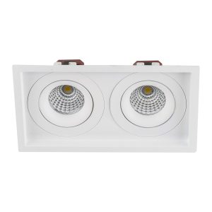 Lyra 2 x 6W Rectangular Tilt Recessed Triac Dimmable LED Downlight White / Quinto - HCP-81321106