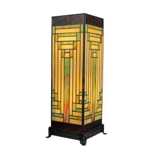 Geometric Cube Tiffany Glass Table Lamp - N073