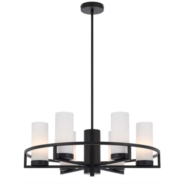 Eamon 6 Light Pendant Black / Opal Matt - EAMON PE6-BKOM