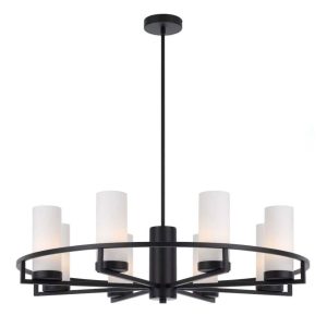 Eamon 8 Light Pendant Black / Opal Matt - EAMON PE8-BKOM