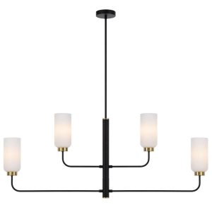 Sebring 4 Light Pendant Long Black / Antique Gold - SEBRING PE4L-BKO