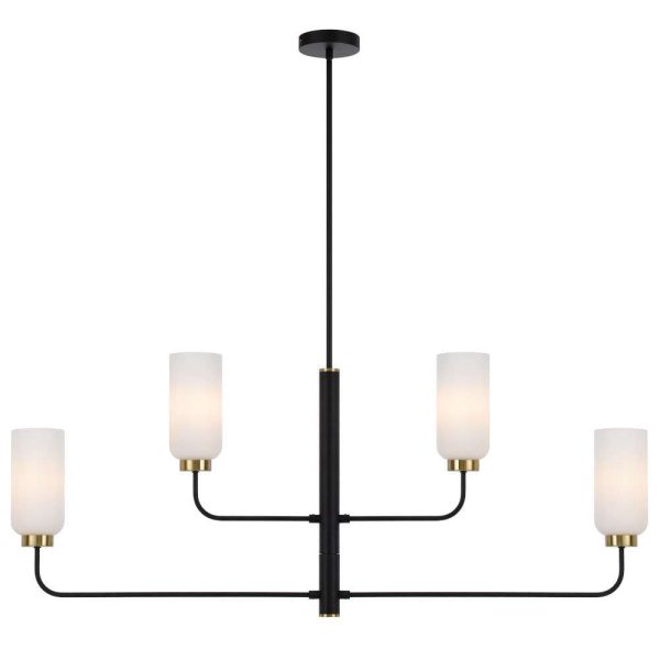 Sebring 4 Light Pendant Long Black / Antique Gold - SEBRING PE4L-BKO