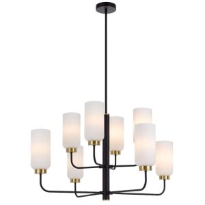 Sebring 8 Light Pendant Black / Antique Gold - SEBRING PE8-BKO