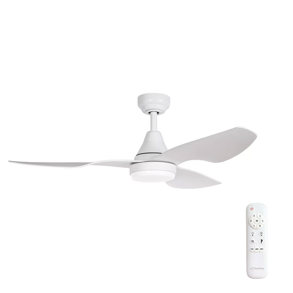 Simplicity 45" DC Ceiling Fan With 18W Dimmable LED Matt White / Tri-Colour -  SIM45MWLED