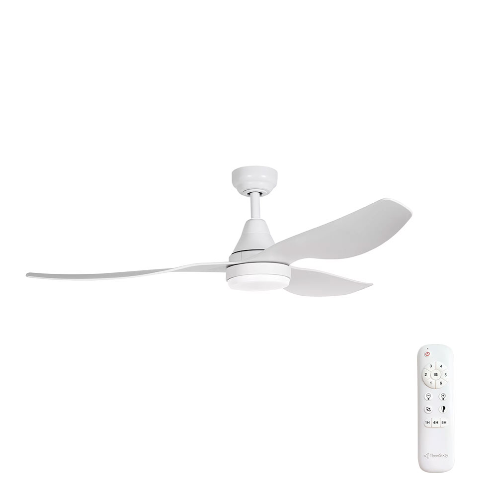 Simplicity 52" DC Ceiling Fan With 18W Dimmable LED Matt White / Tri-Colour -  SIM52MWLED