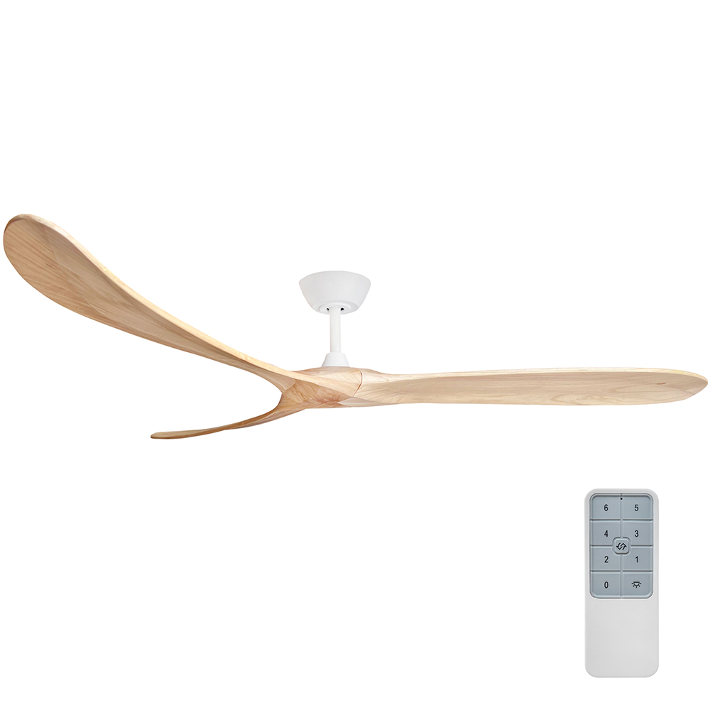 Timbr 72" DC Ceiling Fan Matt White / Natural -  TIM72MWNA