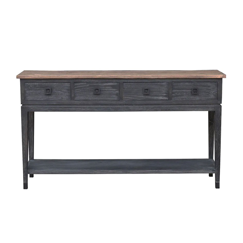 Maine Oak Console with Drawers Black - FUR1194