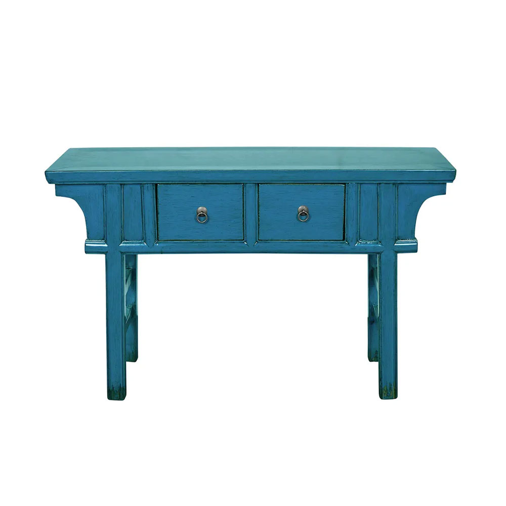 Kalio Wooden 2 Drawer Console Teal - FUR1272