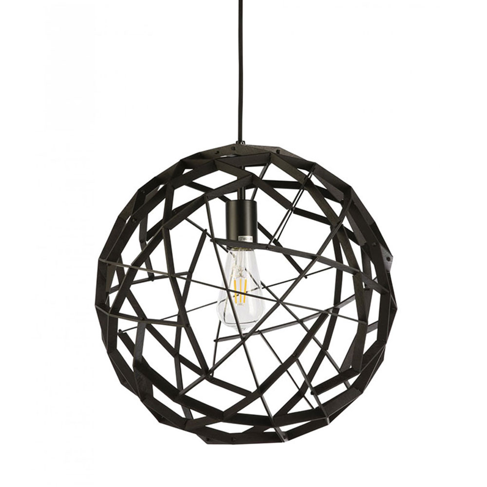 Geogro 1 Light Pendant Large Black - GEOGRO-D600 BLK