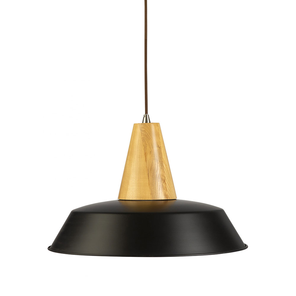 House 1 Light Pendant Large Black / Wood - HOUSE-1L D460