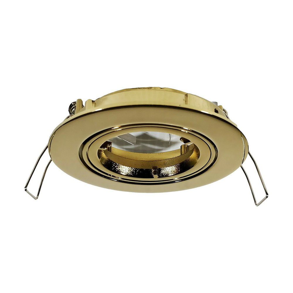 Centre Adjustable Downlight Frame Only Polished Brass - LVD200