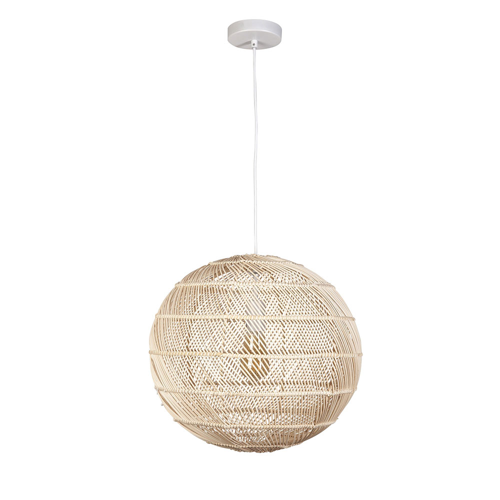 Singapore 1 Light Bamboo Pendant Beige - SINGAPORE-PDT BGE