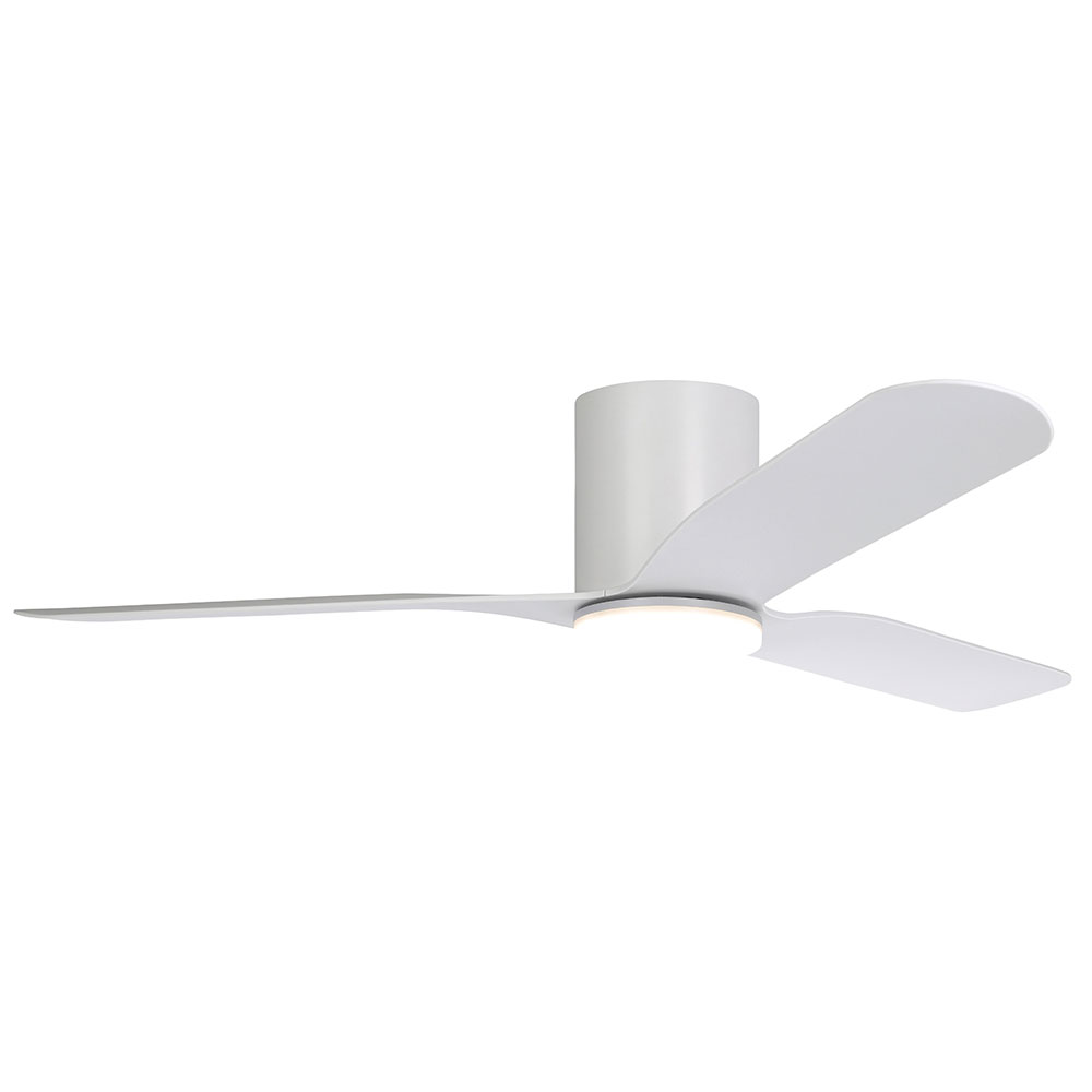 Iluka 52" DC Flush Ceiling Hugger Fan With 20W Dimmable LED Light Matt White / Tunable - 20538301