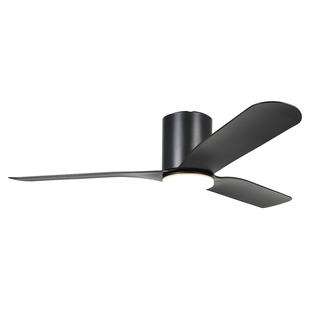 Iluka 52" DC Flush Ceiling Hugger Fan With 20W Dimmable LED Light Matt Black / Tunable - 20538302