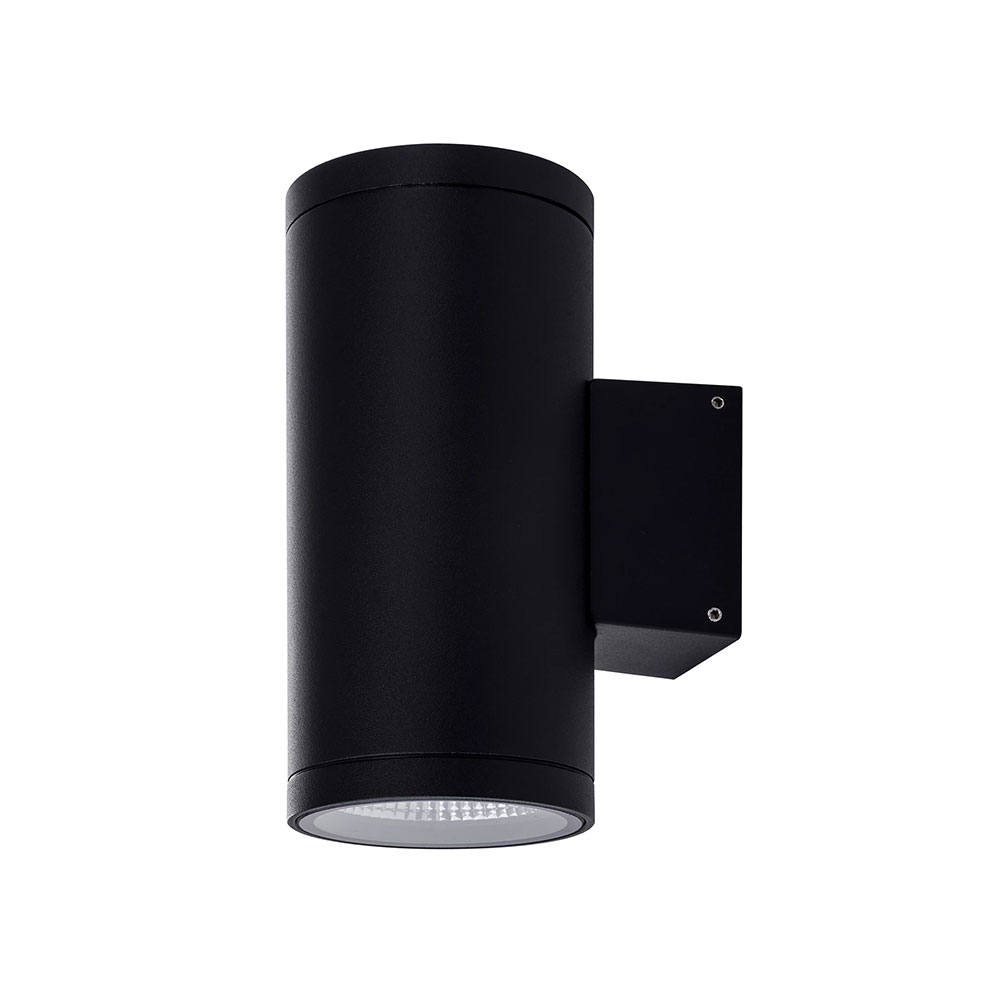 Volintas 2 x 8W 240V LED Up / Down Wall Pillar Light  Matt Black / Tri-Colour - HCP-212160