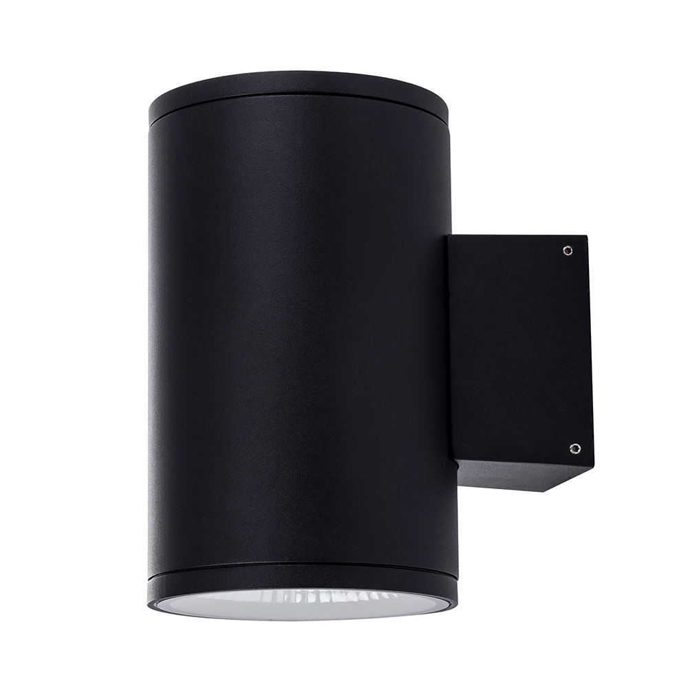 Volintas 2 x 12W 240V LED Up / Down Wall Pillar Light  Matt Black / Tri-Colour - HCP-212240