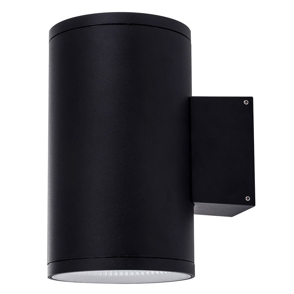 Volintas 2 x 15W 240V LED Up / Down Wall Pillar Light  Matt Black / Tri-Colour - HCP-212300