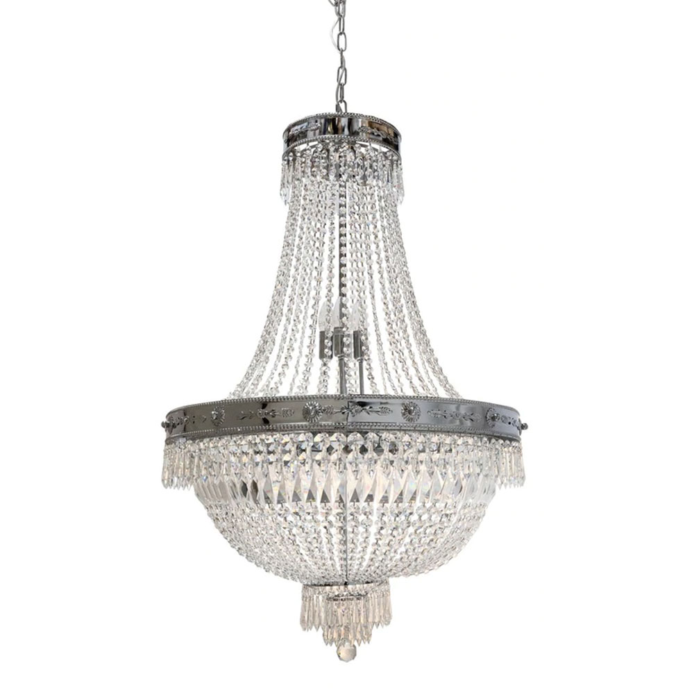 Impero 8 Light Crystal Chandelier Medium Chrome - IMPERO-50-CH