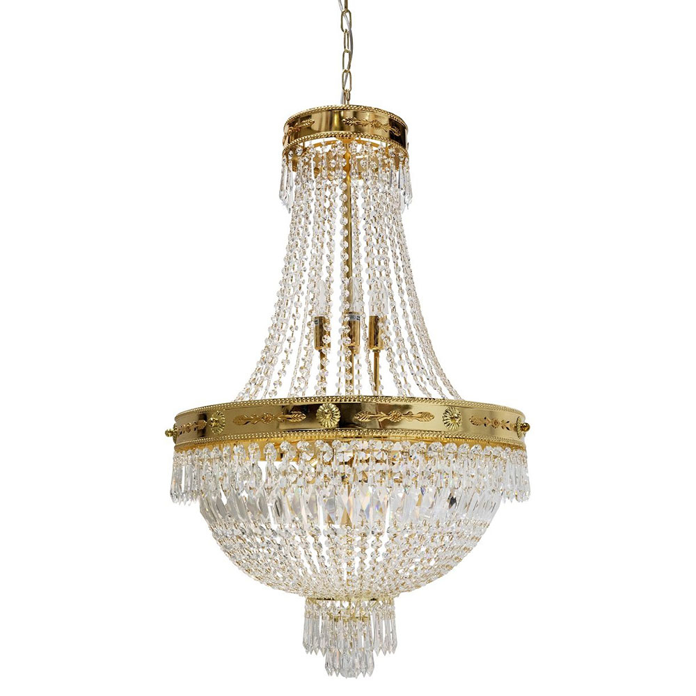 Impero 8 Light Crystal Chandelier Medium Gold - IMPERO-50-GLD