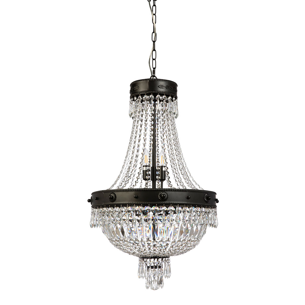 Impero 14 Light Crystal Chandelier Extra Large Black - IMPERO-70 BLK