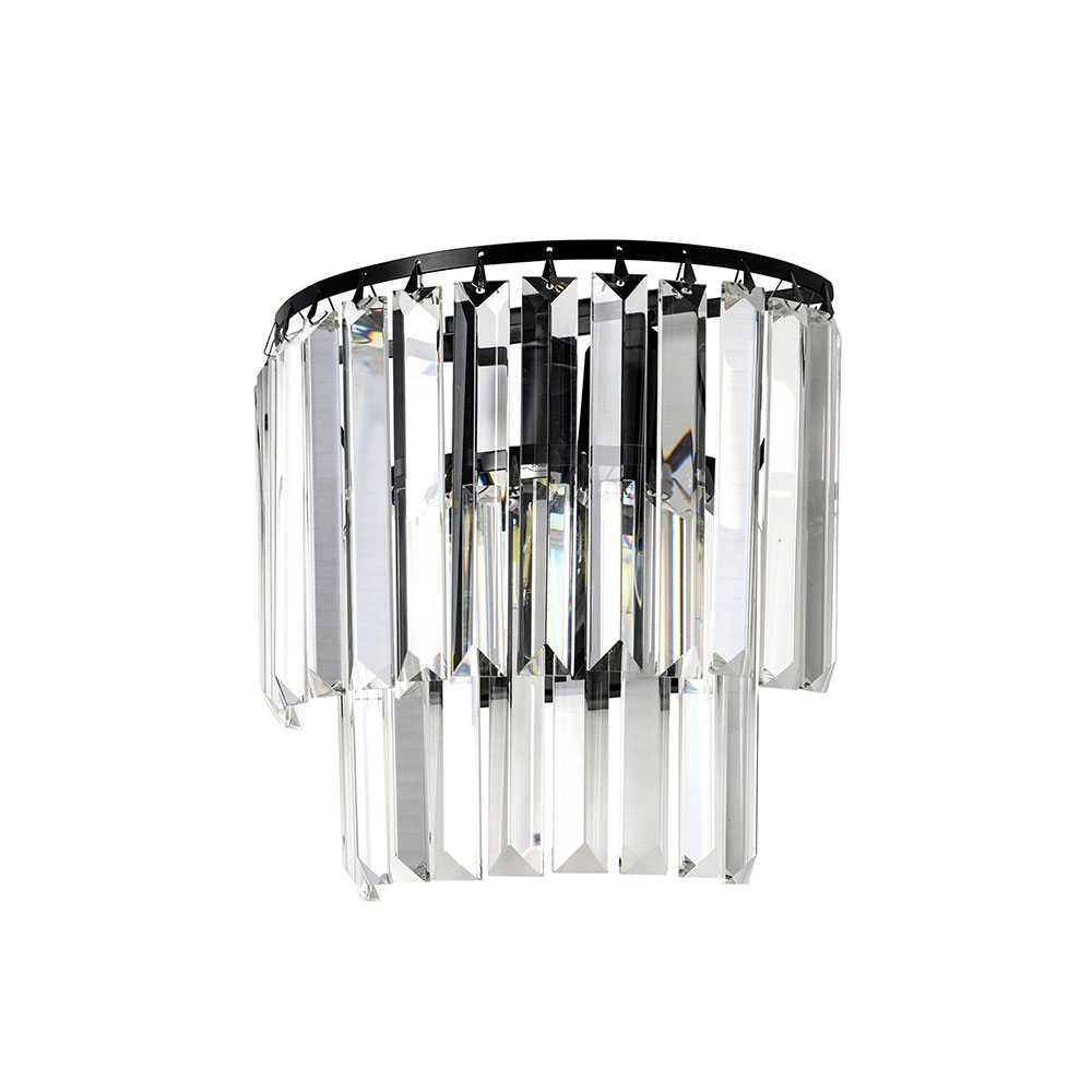 Karina 2 Light Wall Light Black / Crystal - KARINA-A2 BLK