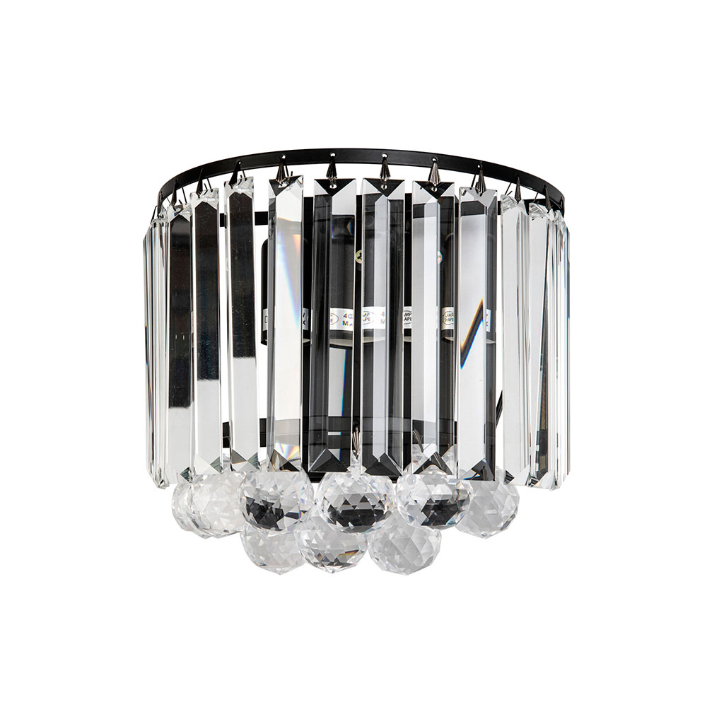 Newrosa 2 Light Crystal Wall Light Black - NEWROSA-A2 BLK