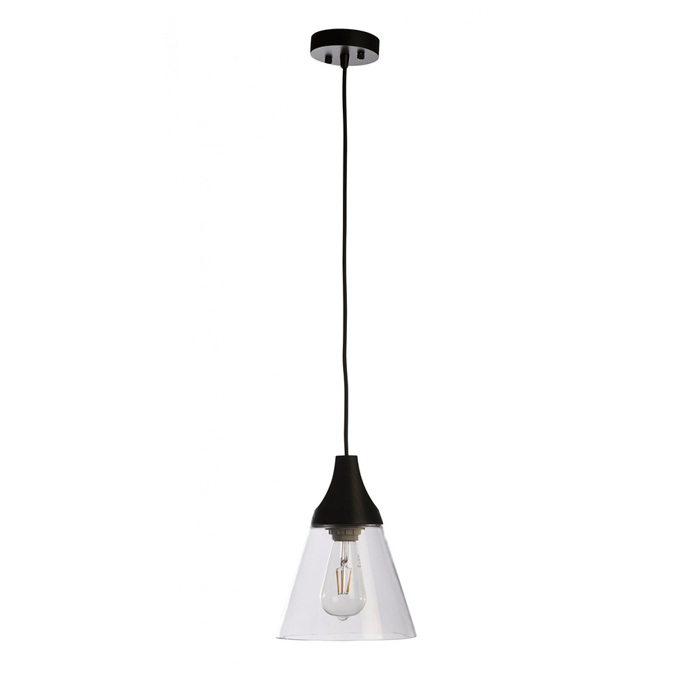 Insta 1 Light Pendant Black / Clear - INSTA-196 BLK/GL