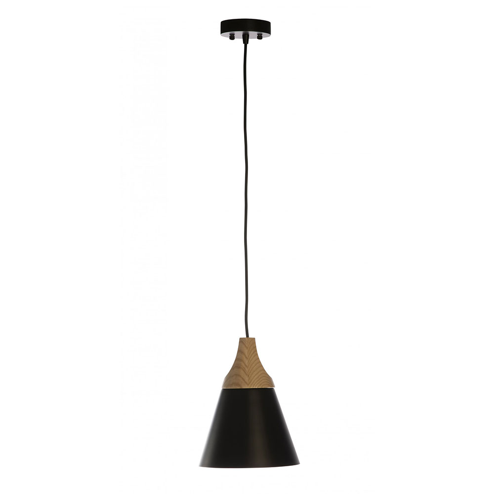 Insta 1 Light Pendant Black / Wood - INSTA-196 BLK/WD