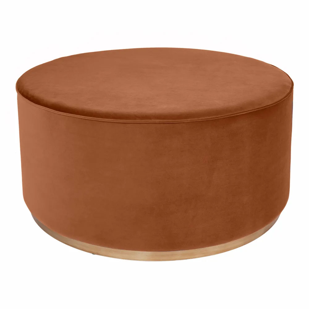 Ames Round Ottoman Caramel Velvet - 32868