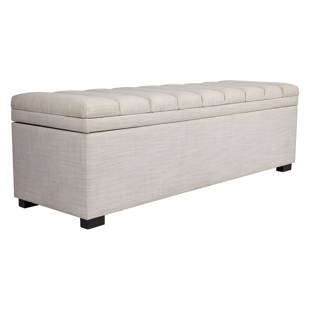 Soho Storage Bench Ottoman Off White Linen - 32875