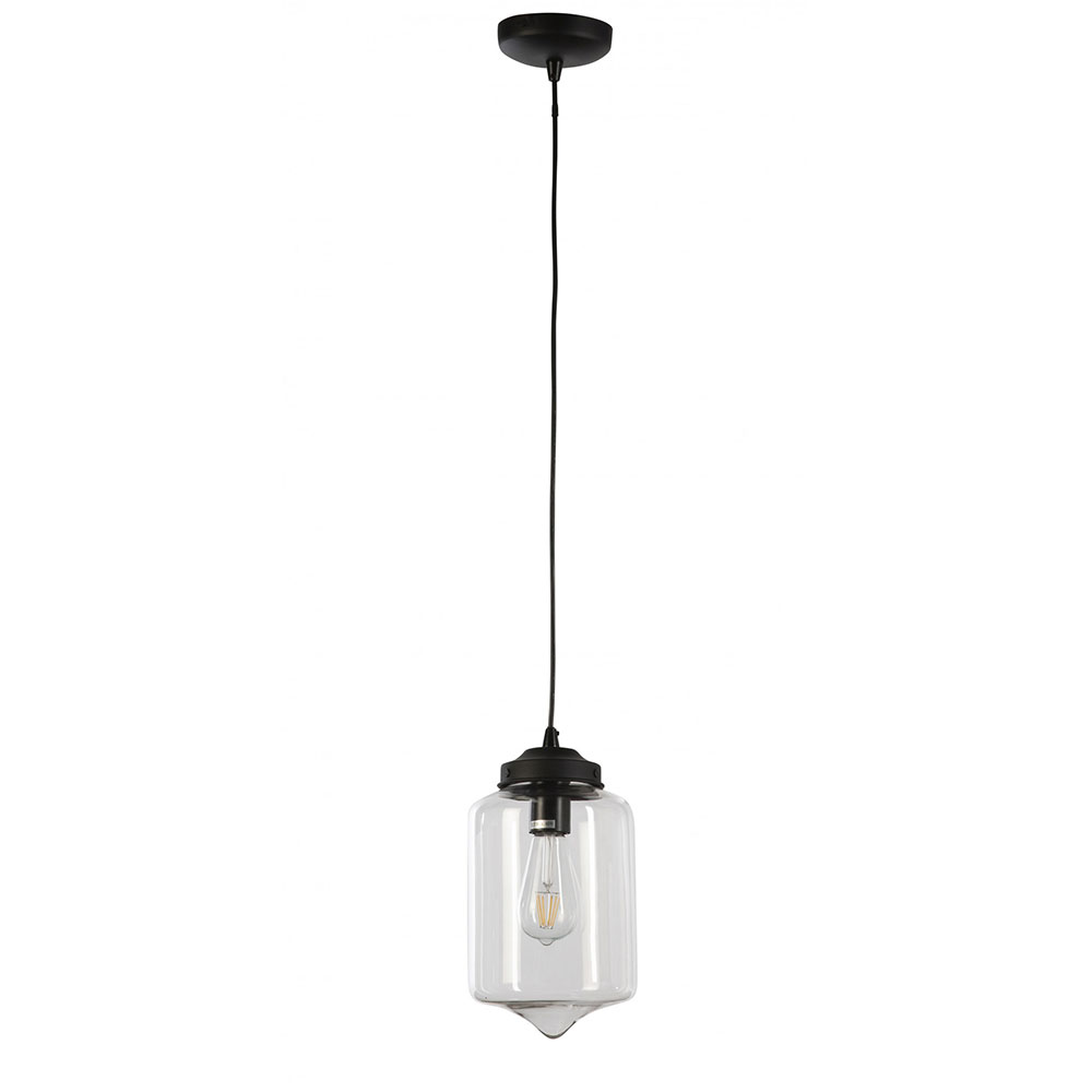 Anton 1 Light Pendant Black / Clear - ANTON-1P