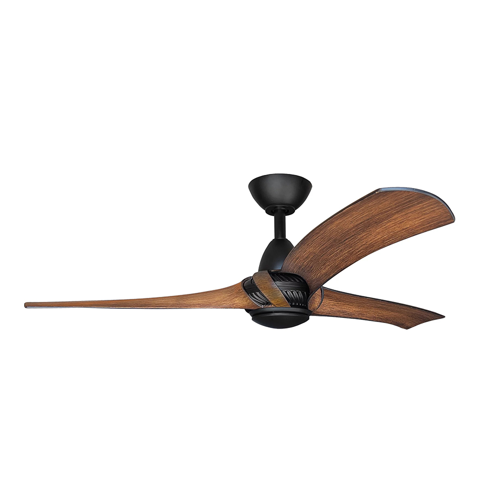 Arumi V2 52" AC Indoor / Outdoor Ceiling Fan Black / Koa Polymer Blades - ARU52BKKA