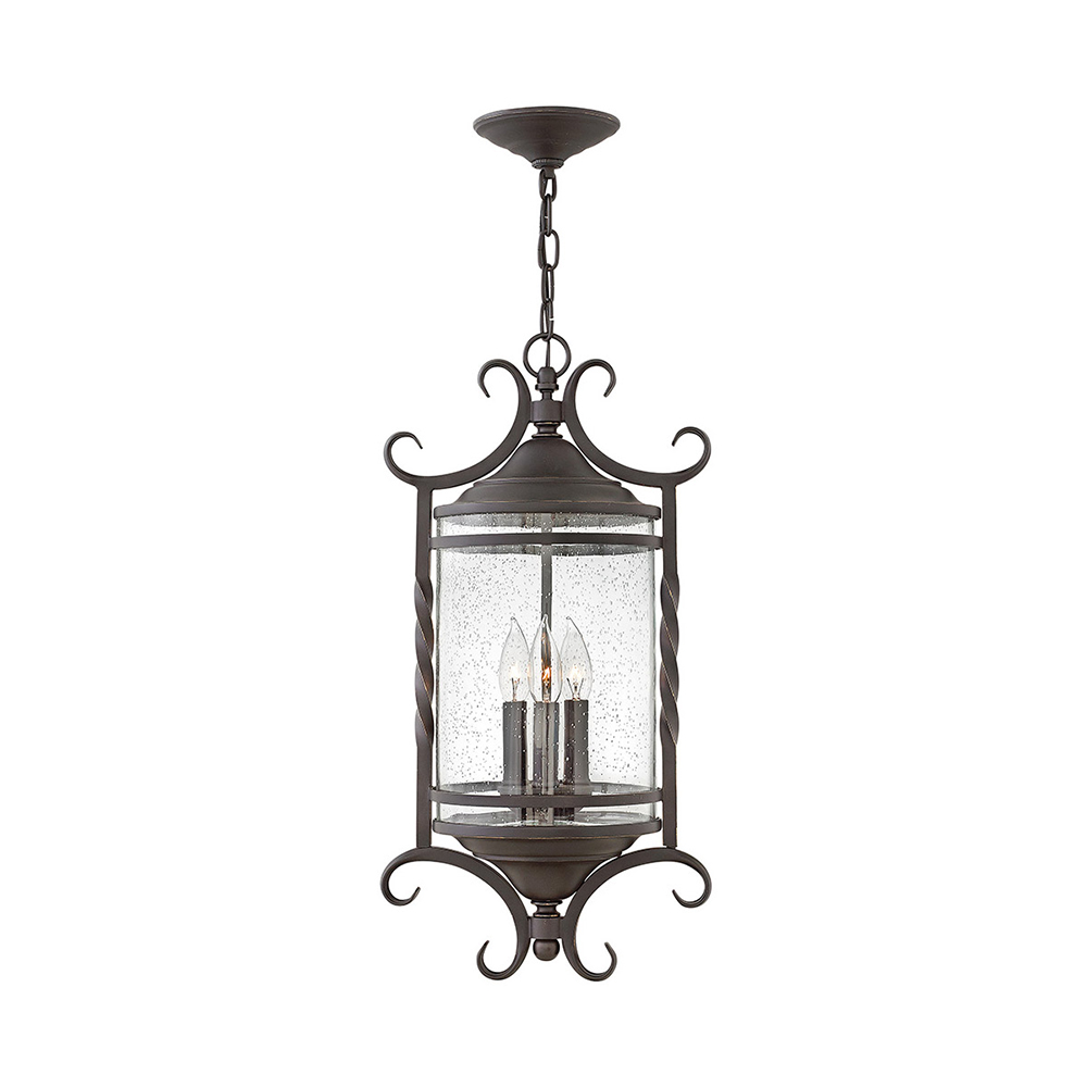 Casa 3 Light Hanging Lantern in Clear Seedy Olde Black - U/HK/1147OL-CL