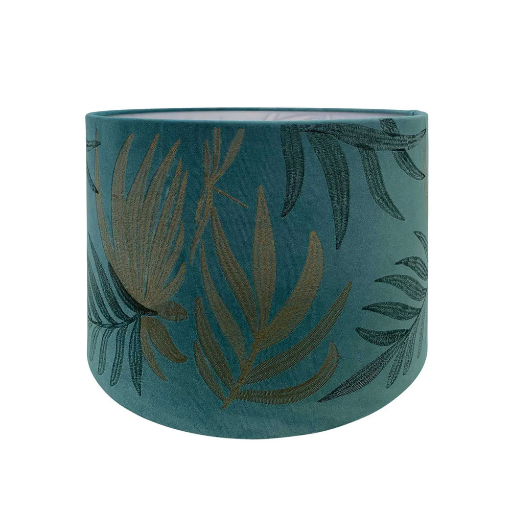 Botanical Velvet Drum Leaf Shade Large 16" Blue - ELSZ20413