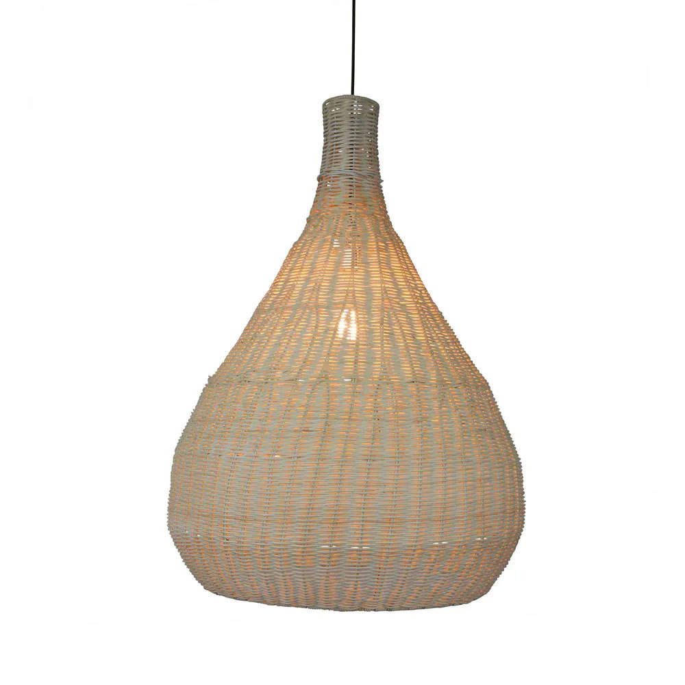 Kelly Large Rattan Ceiling Pendant Shade Only White - ELVIXKRL45M