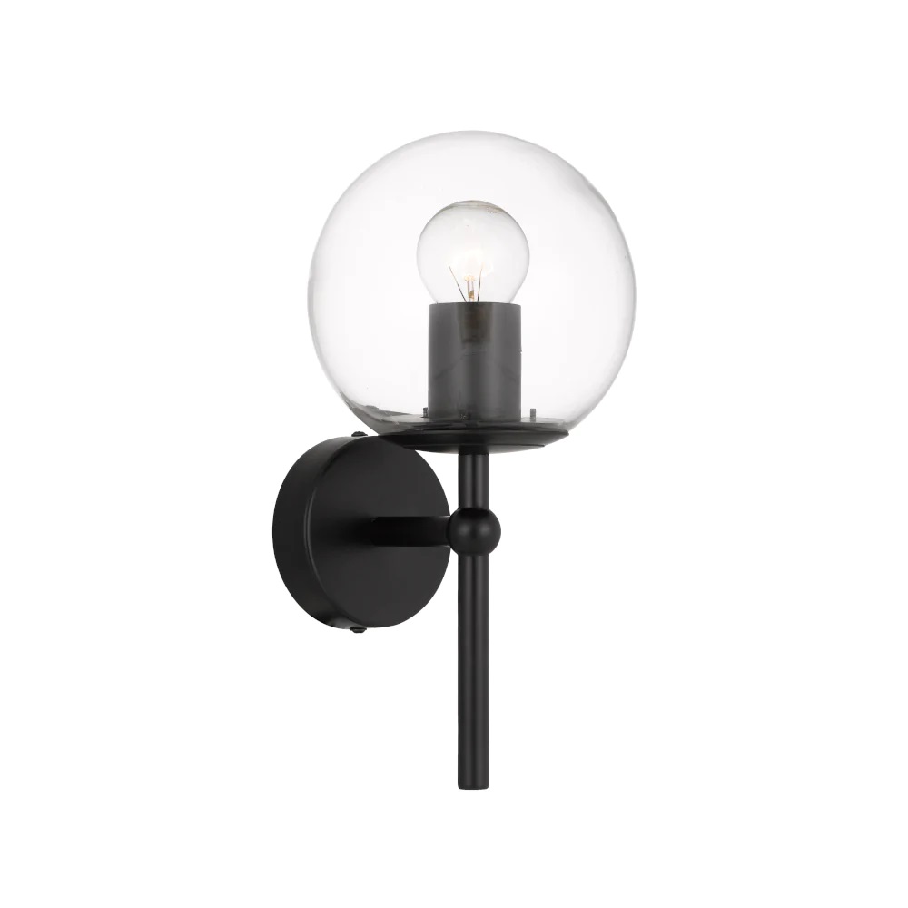 Eterna 1 Light Wall Light Black / Clear - ETERNA WB1-BKCL