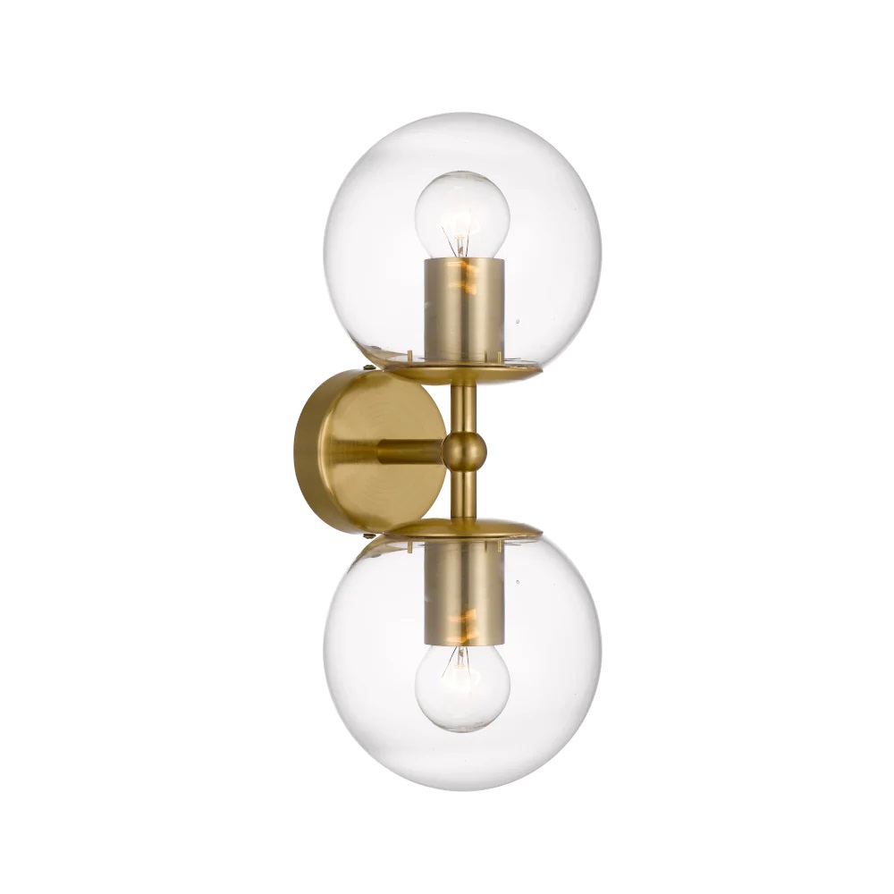 Eterna 2 Light Wall Light Antique Gold / Clear - ETERNA WB2-AGCL