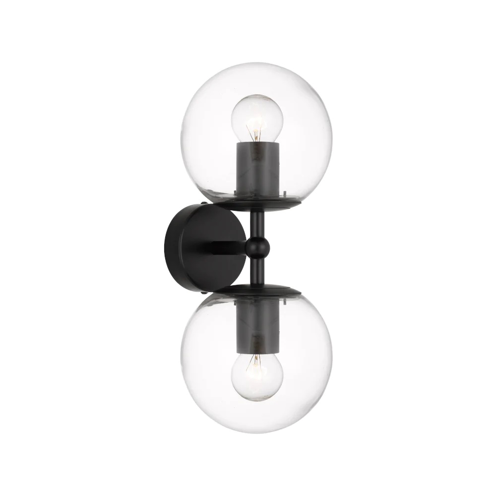 Eterna 2 Light Wall Light Black / Clear - ETERNA WB2-BKCL