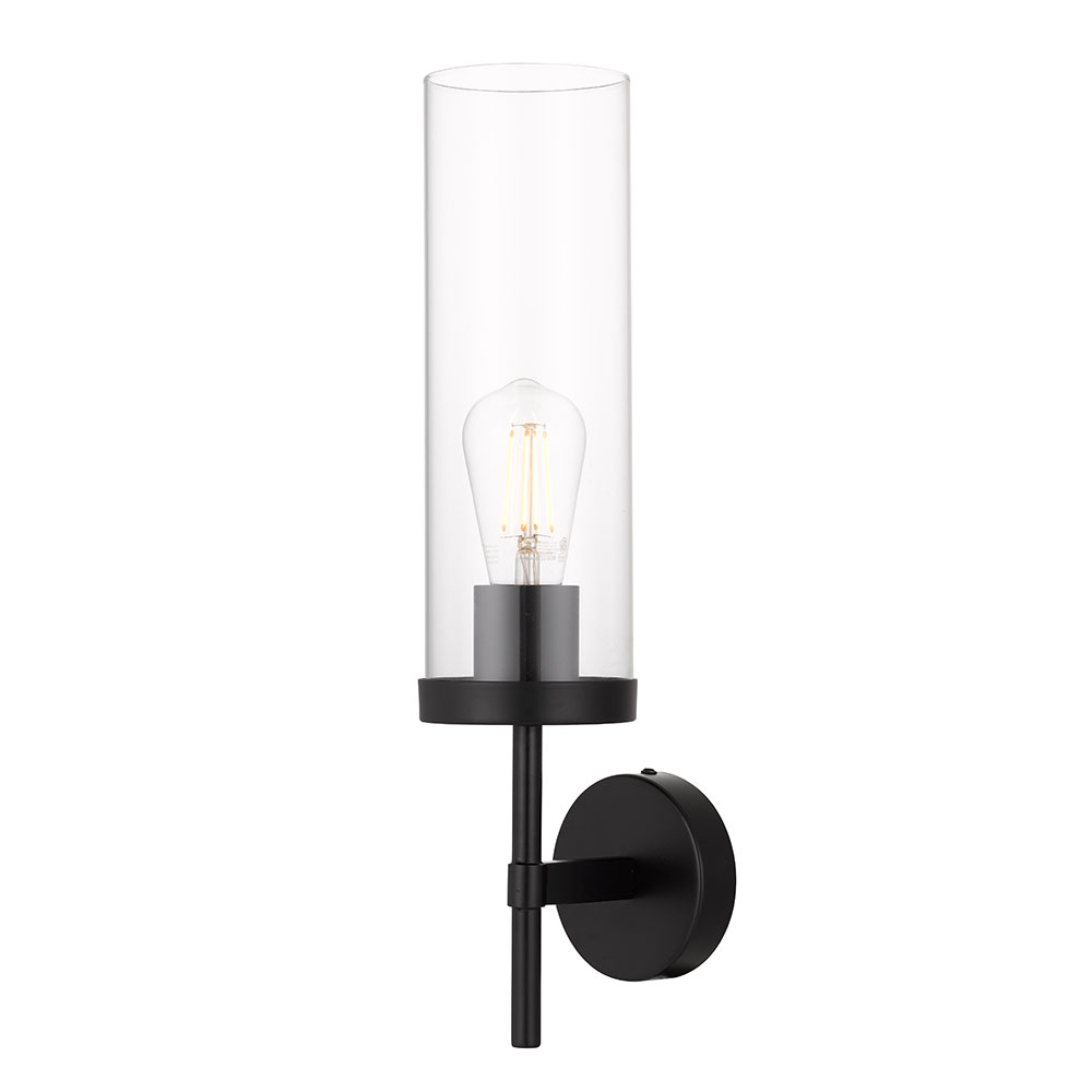 Garot 1 Light Wall Light Black / Clear - GAROT WB-BKCL