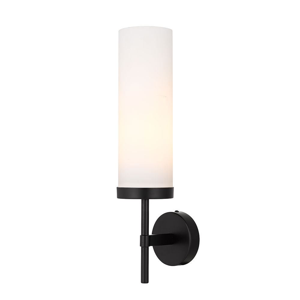 Garot 1 Light Wall Light Black / Opal Matt - GAROT WB-BKOP